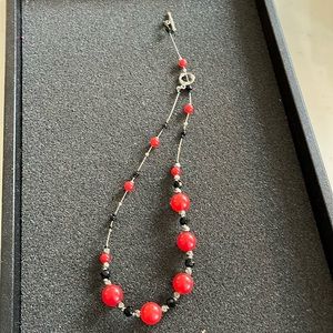 Red and black necklace-glass or glass-like beads